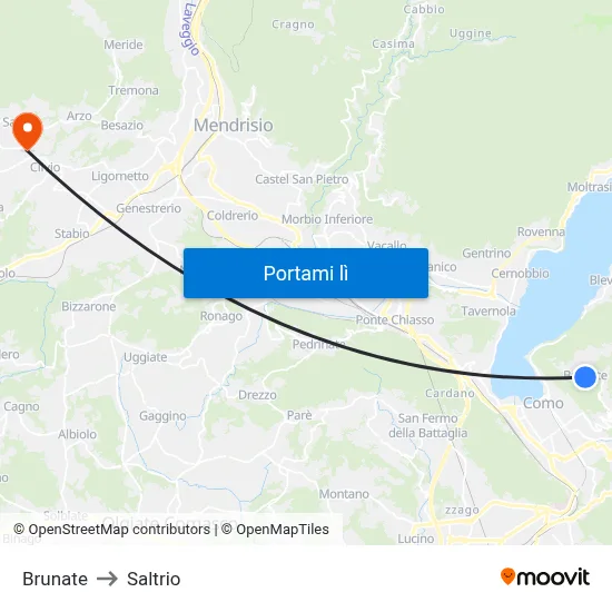Brunate to Saltrio map