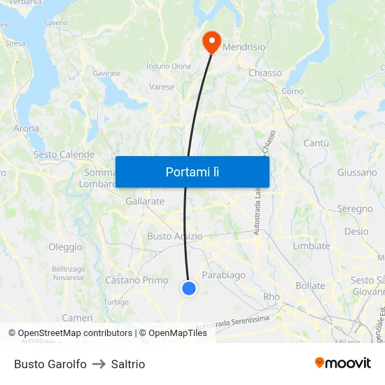 Busto Garolfo to Saltrio map