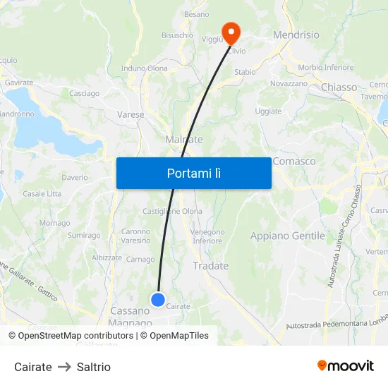 Cairate to Saltrio map