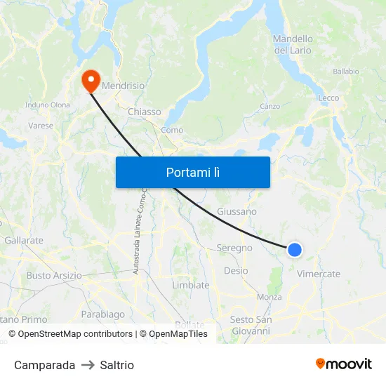 Camparada to Saltrio map