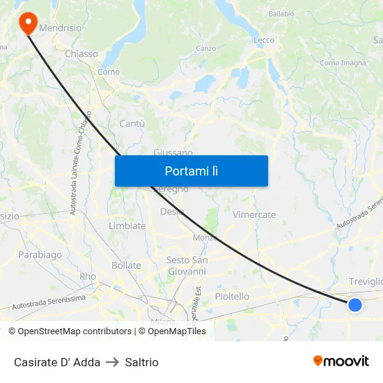Casirate D' Adda to Saltrio map