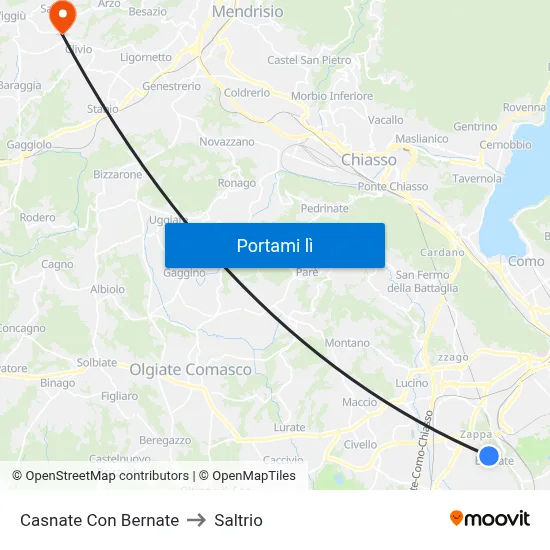 Casnate Con Bernate to Saltrio map