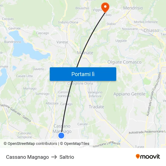 Cassano Magnago to Saltrio map