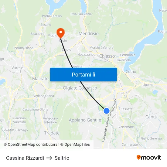 Cassina Rizzardi to Saltrio map