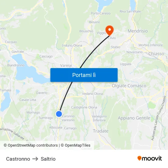 Castronno to Saltrio map