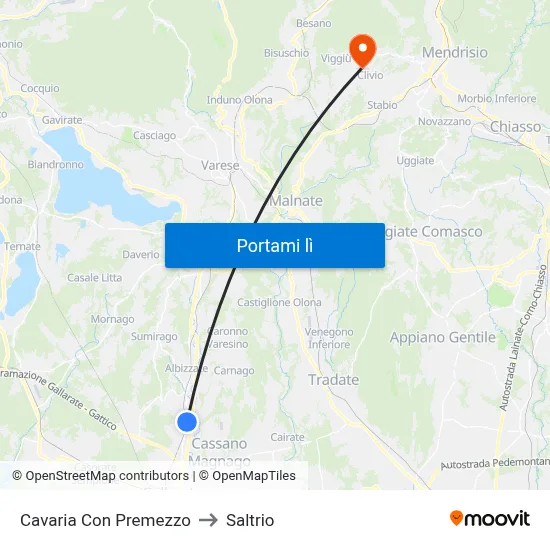 Cavaria Con Premezzo to Saltrio map