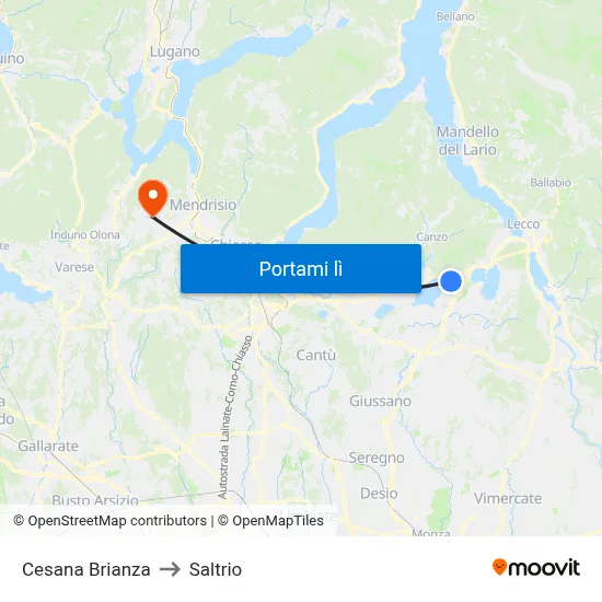 Cesana Brianza to Saltrio map