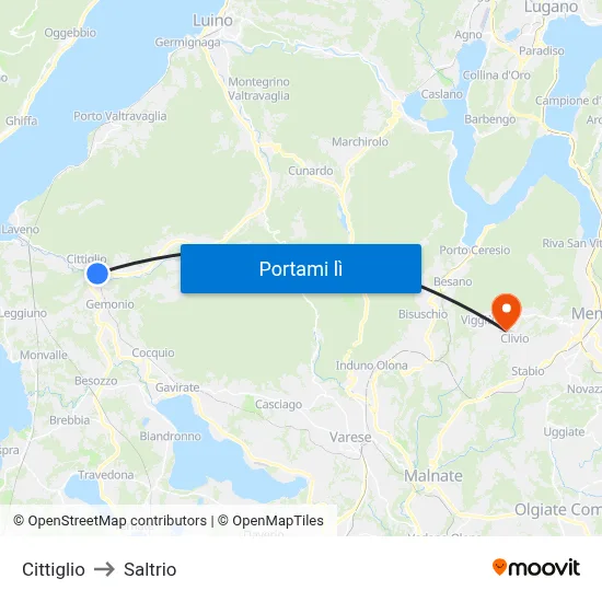 Cittiglio to Saltrio map