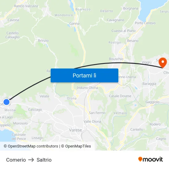 Comerio to Saltrio map