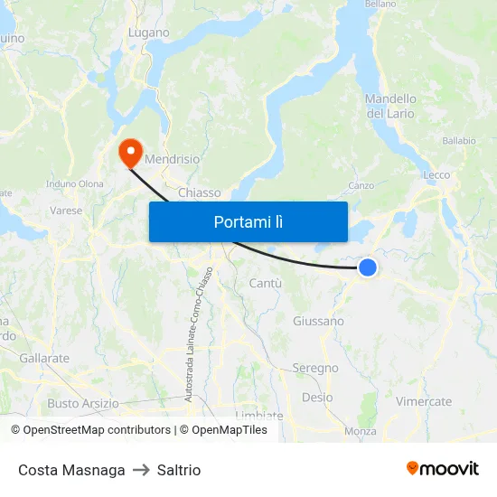 Costa Masnaga to Saltrio map