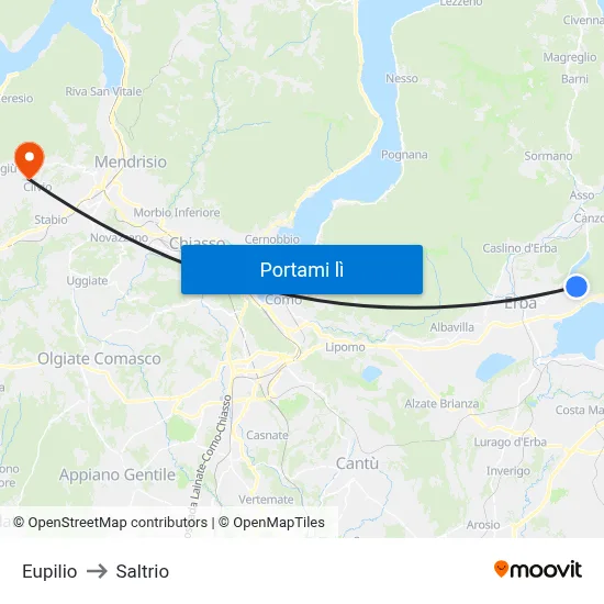 Eupilio to Saltrio map