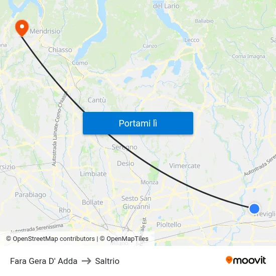 Fara Gera D' Adda to Saltrio map