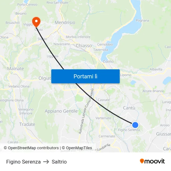 Figino Serenza to Saltrio map