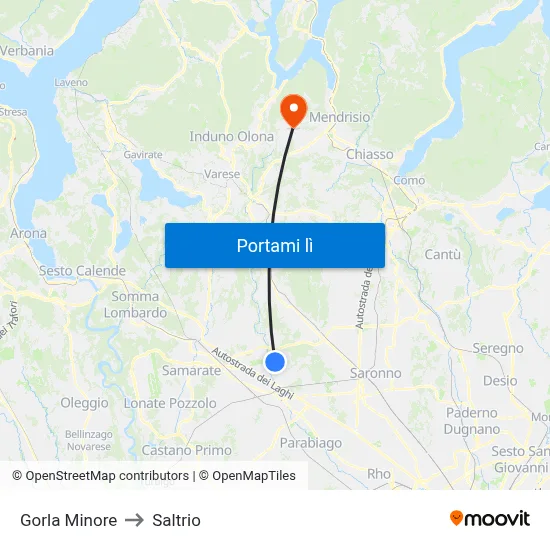 Gorla Minore to Saltrio map
