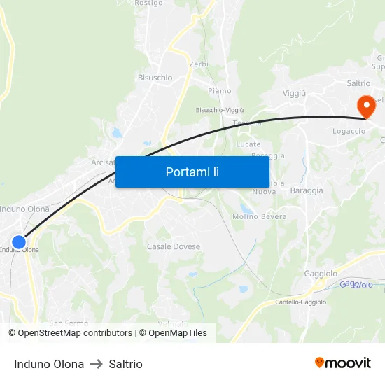 Induno Olona to Saltrio map