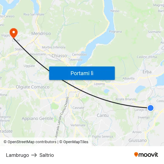 Lambrugo to Saltrio map