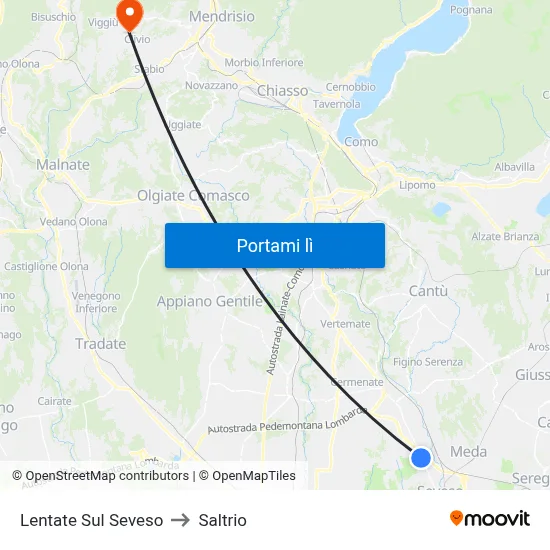 Lentate Sul Seveso to Saltrio map