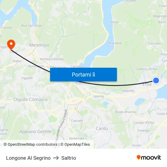 Longone Al Segrino to Saltrio map