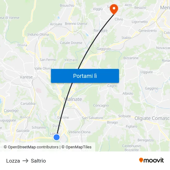 Lozza to Saltrio map