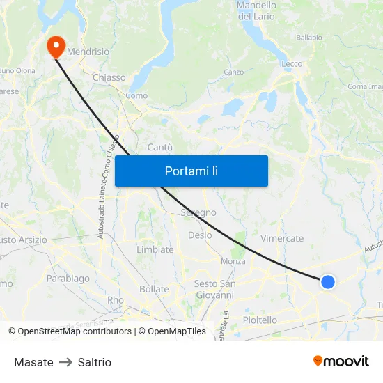 Masate to Saltrio map