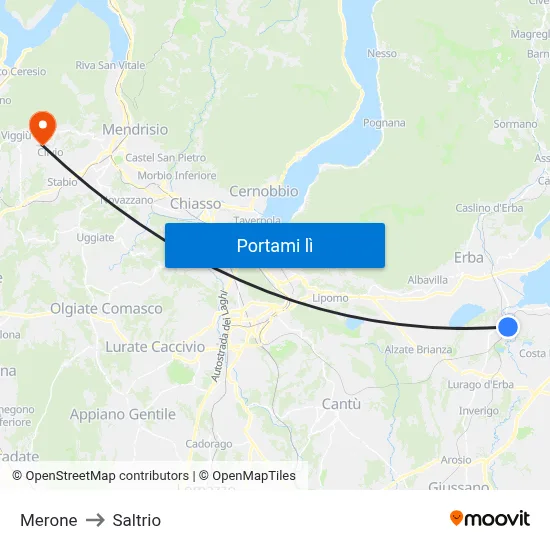 Merone to Saltrio map