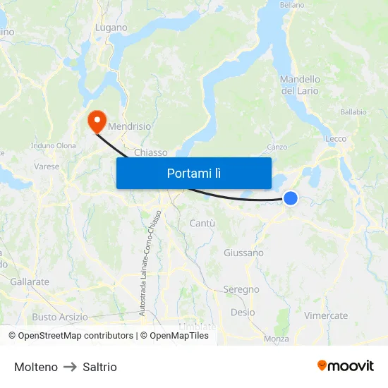 Molteno to Saltrio map