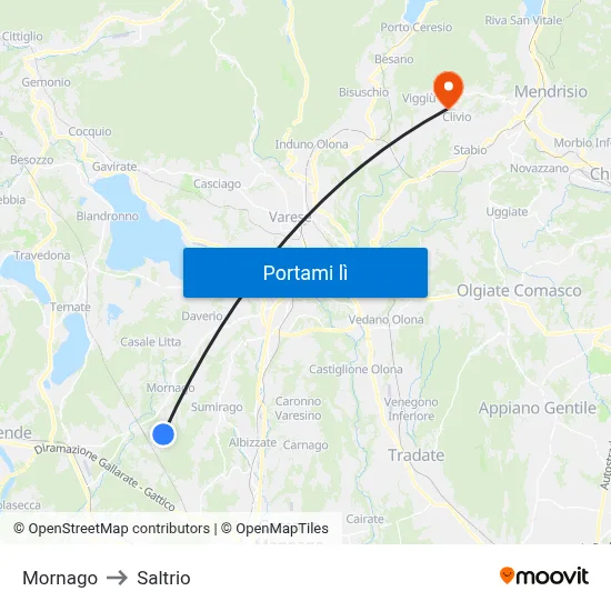 Mornago to Saltrio map