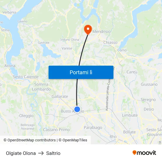 Olgiate Olona to Saltrio map