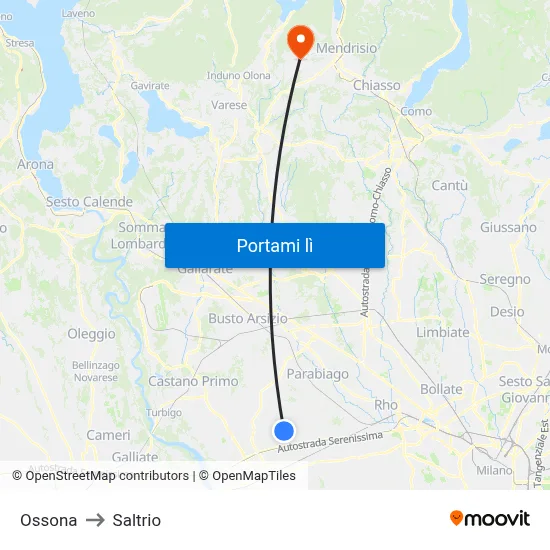 Ossona to Saltrio map