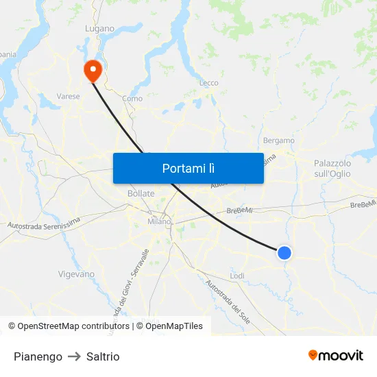 Pianengo to Saltrio map