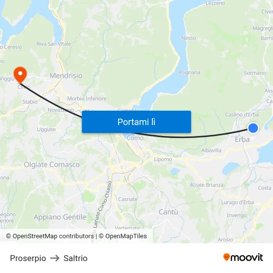 Proserpio to Saltrio map