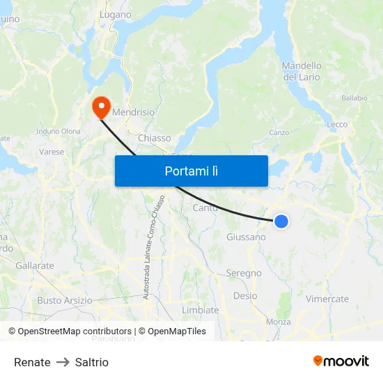 Renate to Saltrio map