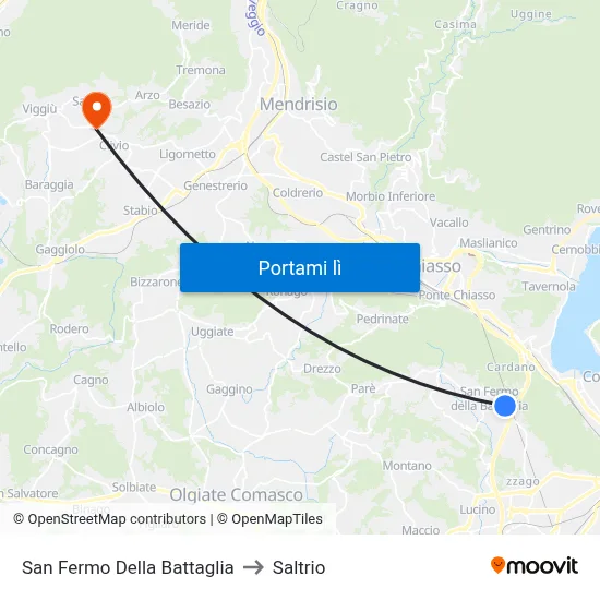 San Fermo Della Battaglia to Saltrio map
