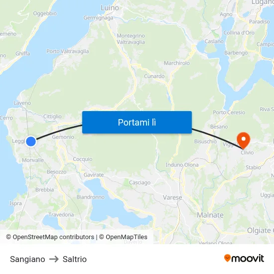 Sangiano to Saltrio map