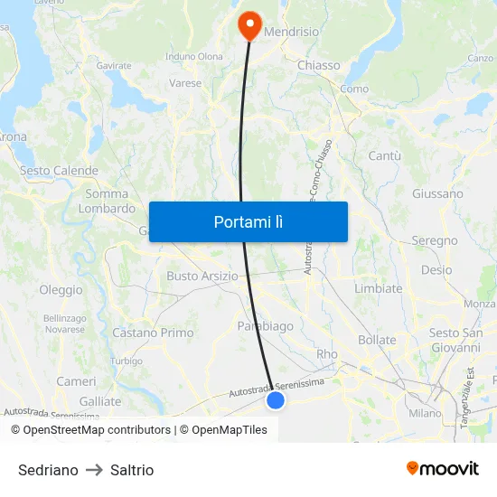 Sedriano to Saltrio map
