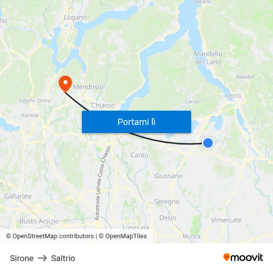 Sirone to Saltrio map