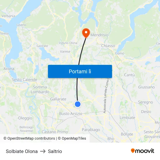 Solbiate Olona to Saltrio map