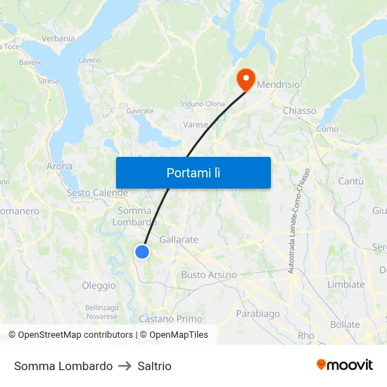 Somma Lombardo to Saltrio map