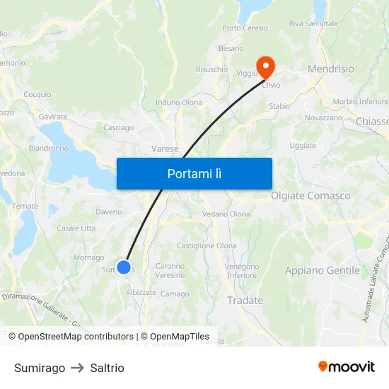Sumirago to Saltrio map