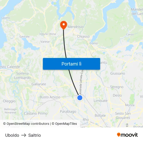 Uboldo to Saltrio map