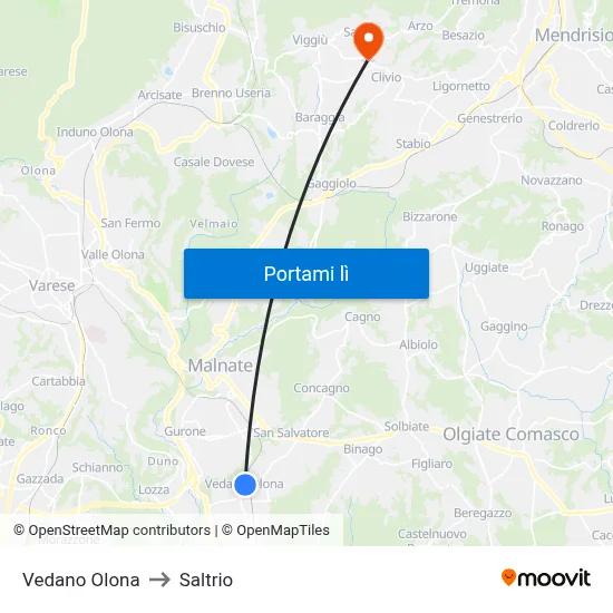 Vedano Olona to Saltrio map