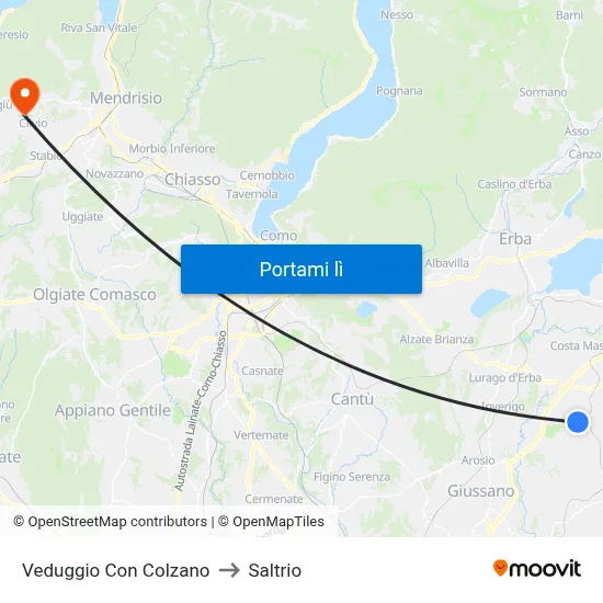 Veduggio Con Colzano to Saltrio map