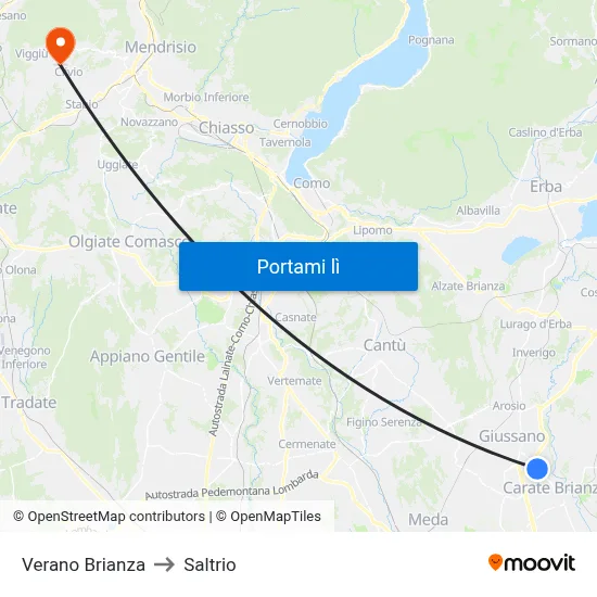Verano Brianza to Saltrio map