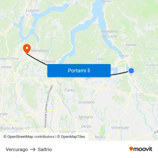 Vercurago to Saltrio map