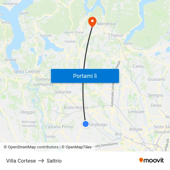 Villa Cortese to Saltrio map