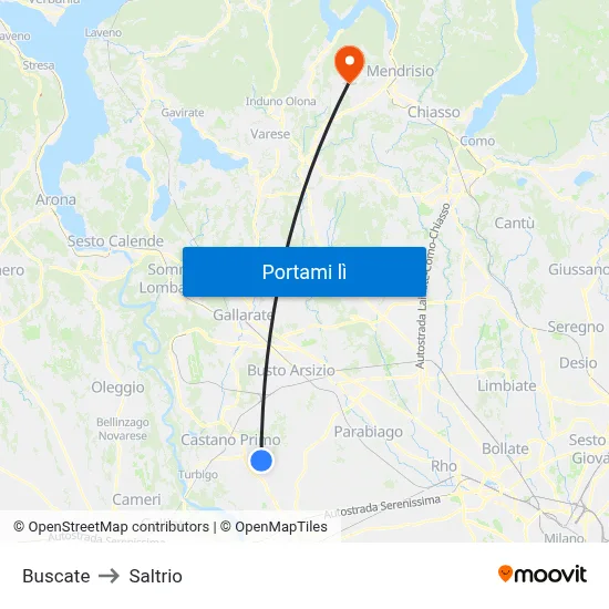 Buscate to Saltrio map