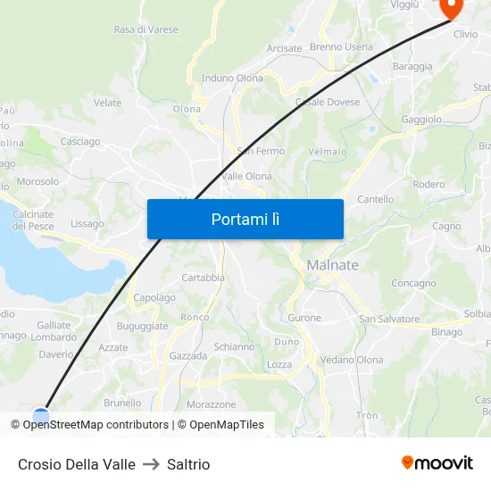 Crosio Della Valle to Saltrio map