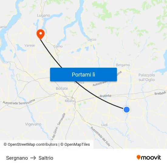 Sergnano to Saltrio map