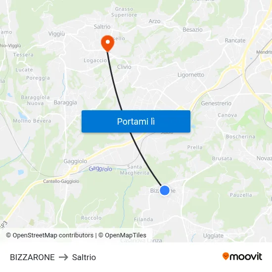 BIZZARONE to Saltrio map