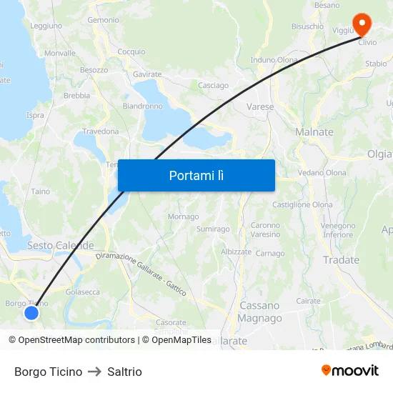 Borgo Ticino to Saltrio map
